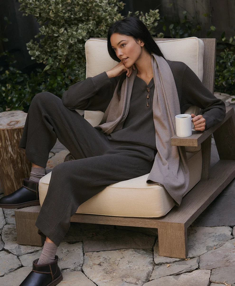 clearance thermal waffle henley pullover
