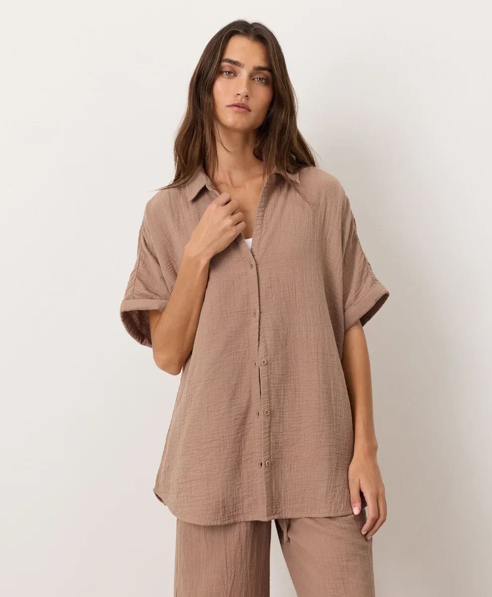 clearance coastal double gauze oversized shirt