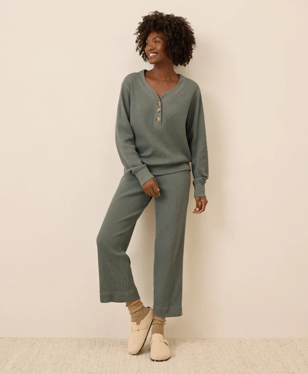 clearance thermal waffle henley pullover