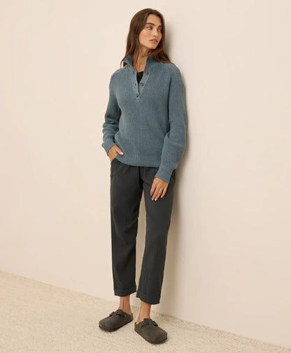 clearance luxe knit henley sweater