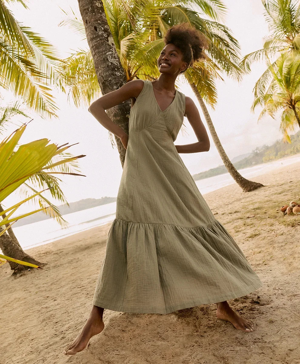 clearance coastal double gauze beach to brunch maxi dress