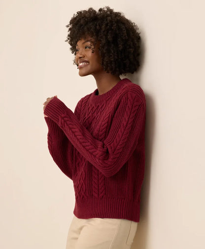 clearance luxe knit cable crew sweater