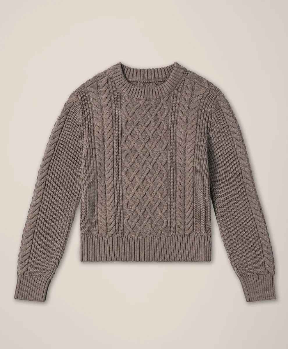 clearance luxe knit cable crew sweater