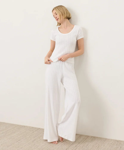 clearance pointelle wide leg pant