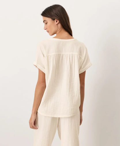 clearance coastal double gauze short sleeve popover