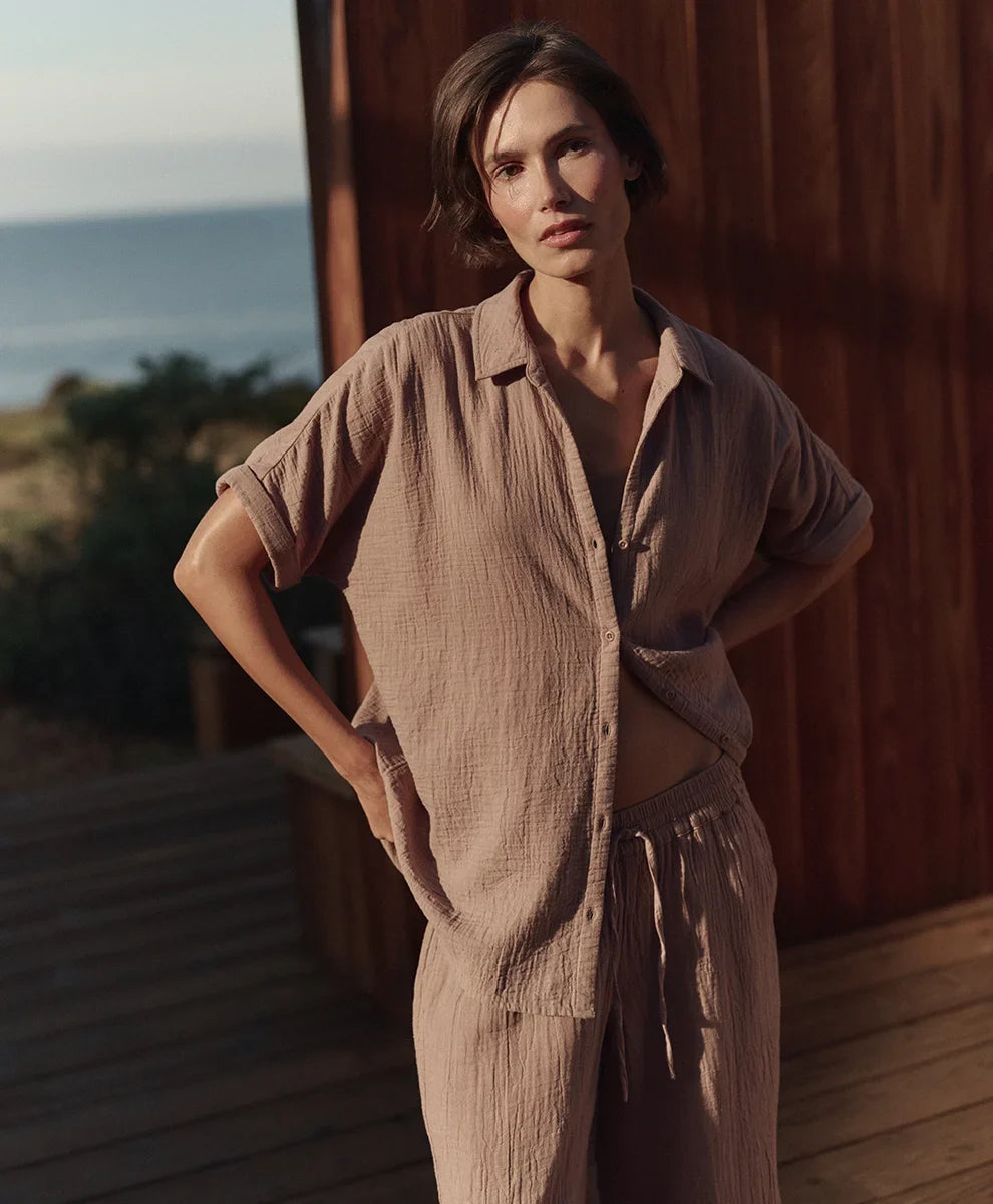 clearance coastal double gauze oversized shirt