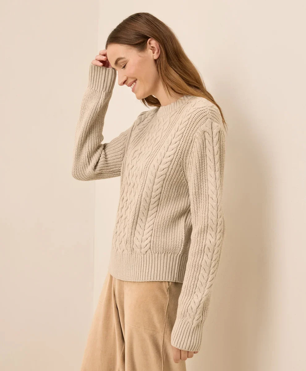 clearance luxe knit cable crew sweater