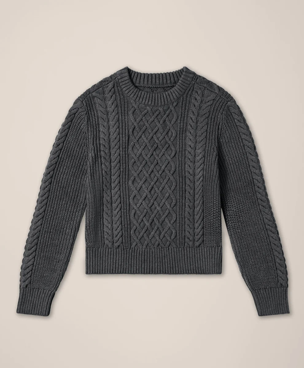 clearance luxe knit cable crew sweater