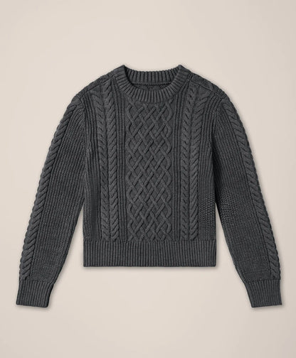 clearance luxe knit cable crew sweater