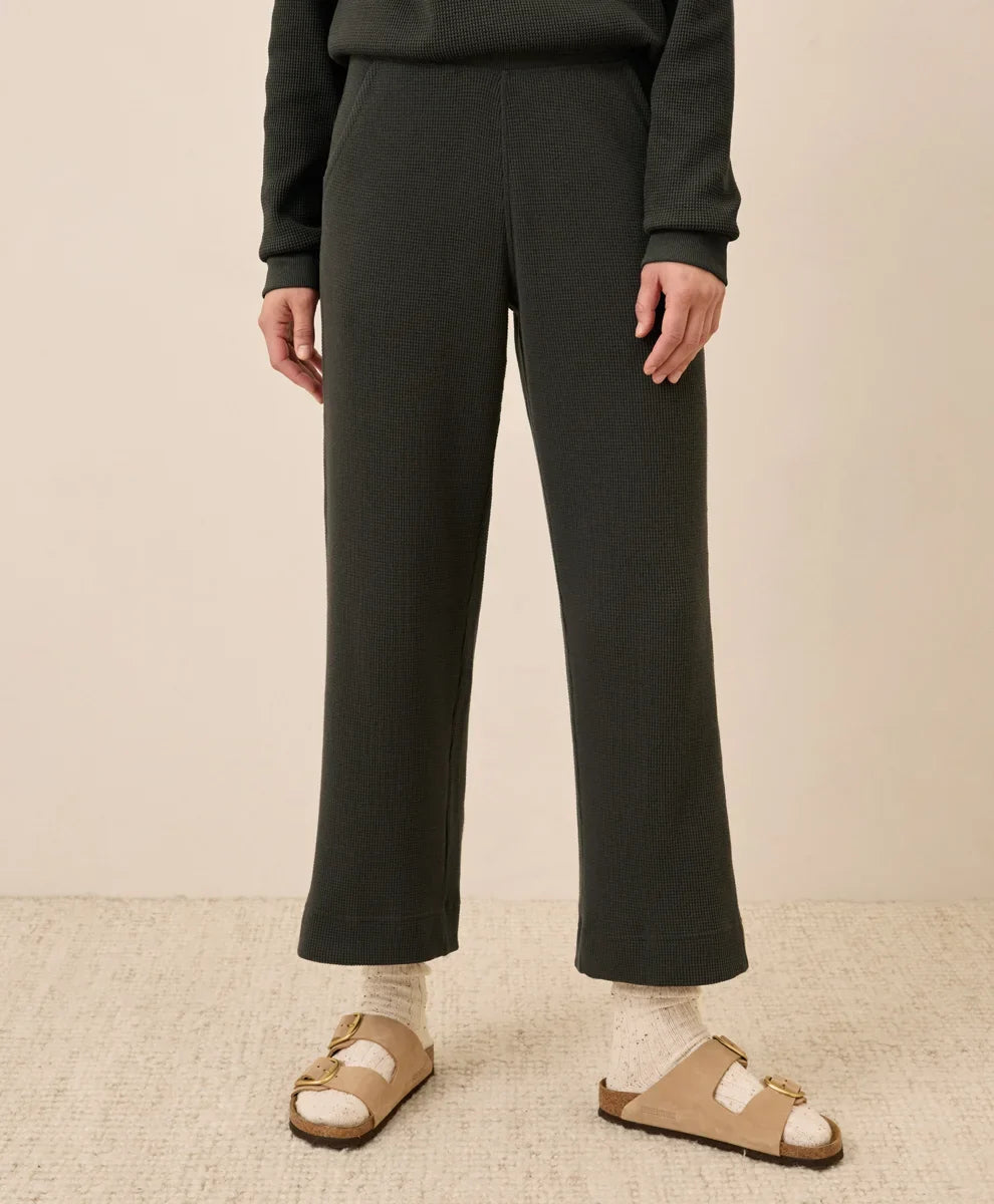 clearance thermal waffle wide leg pant