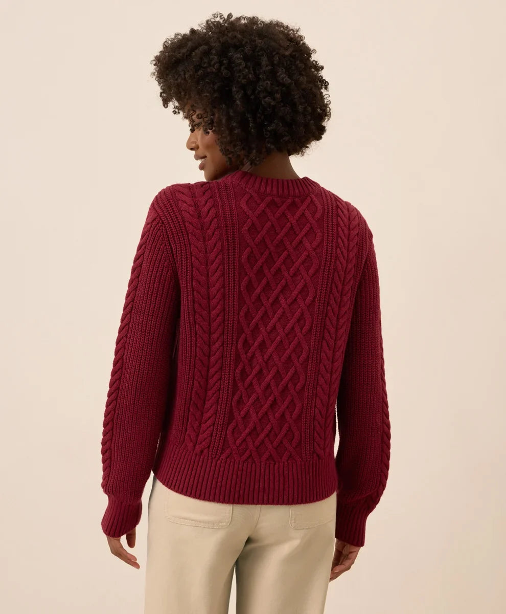 clearance luxe knit cable crew sweater