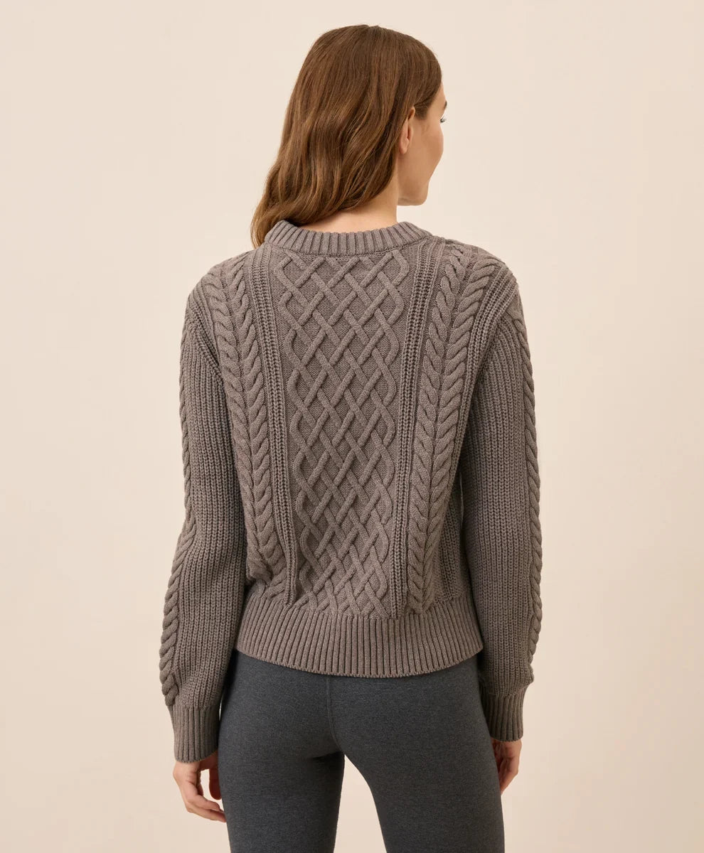 clearance luxe knit cable crew sweater