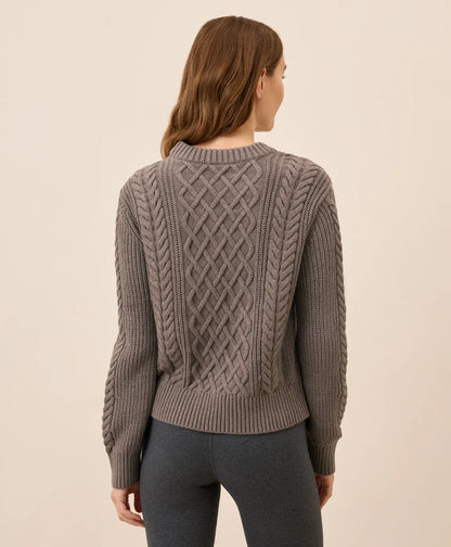 clearance luxe knit cable crew sweater