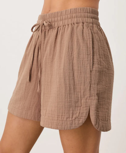 clearance coastal double gauze curved hem short