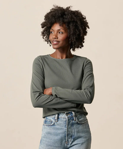 clearance luxe stretch jersey slim long sleeve tee