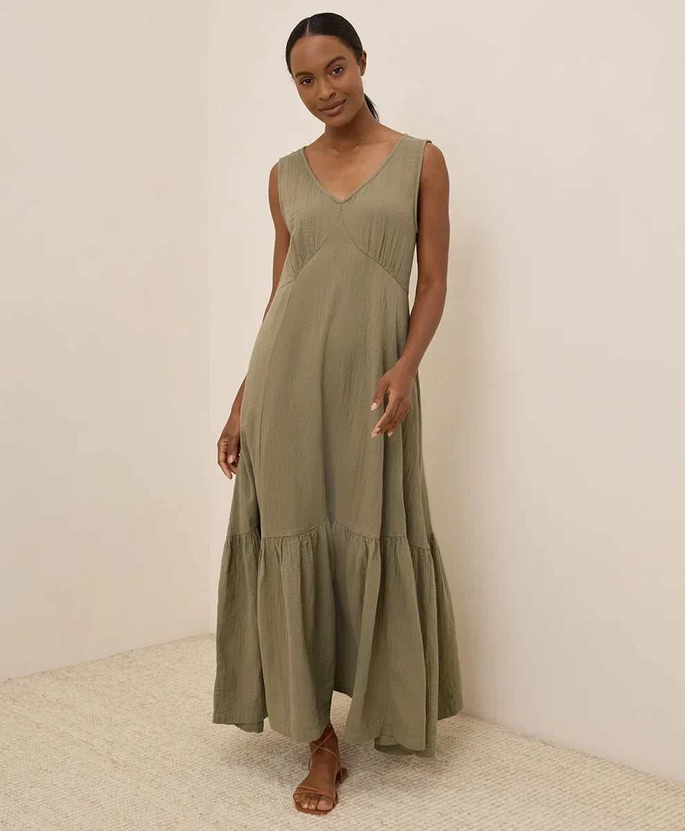 clearance coastal double gauze beach to brunch maxi dress