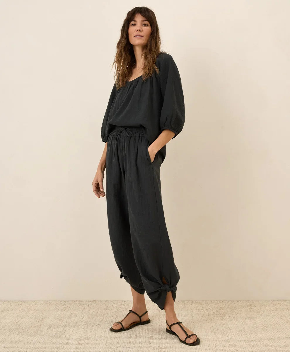 clearance coastal double gauze split hem pant
