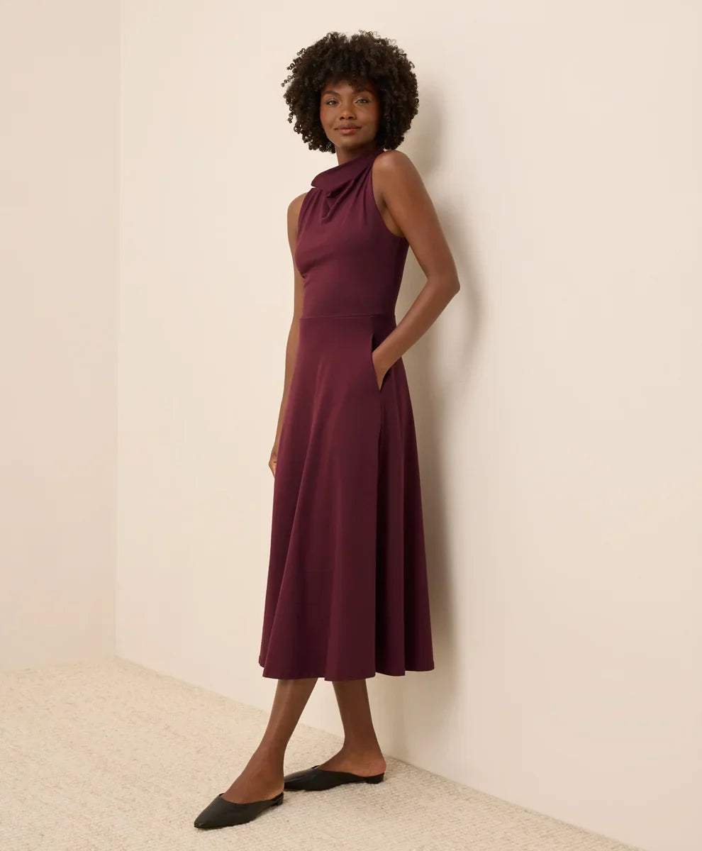 clearance fit & flare cowl neck dress