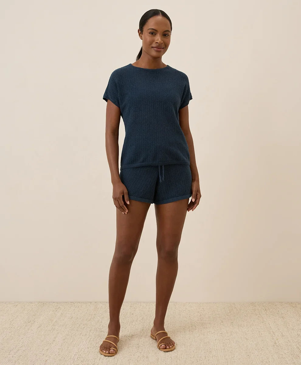 clearance beachside crochet knit short sleeve top