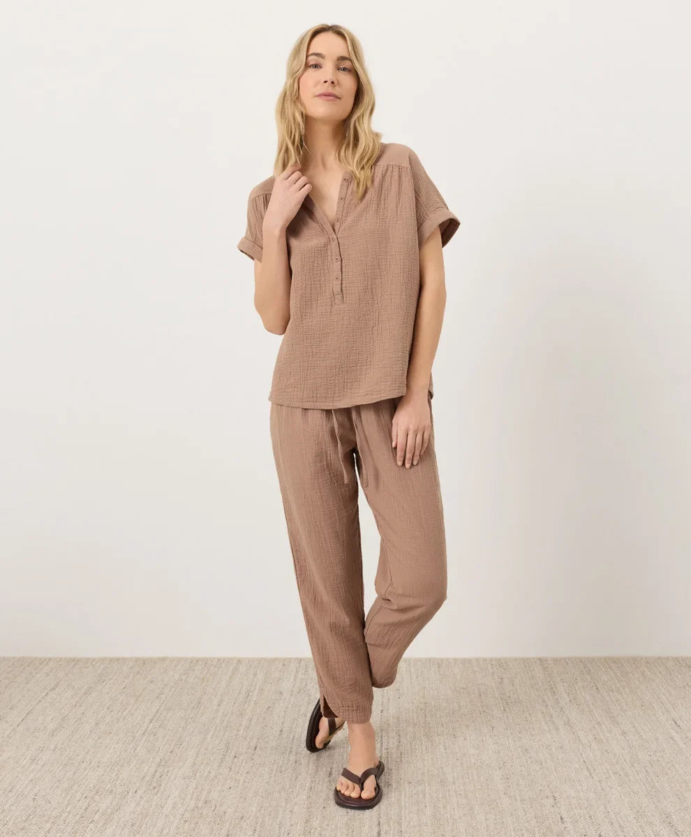 clearance coastal double gauze short sleeve popover