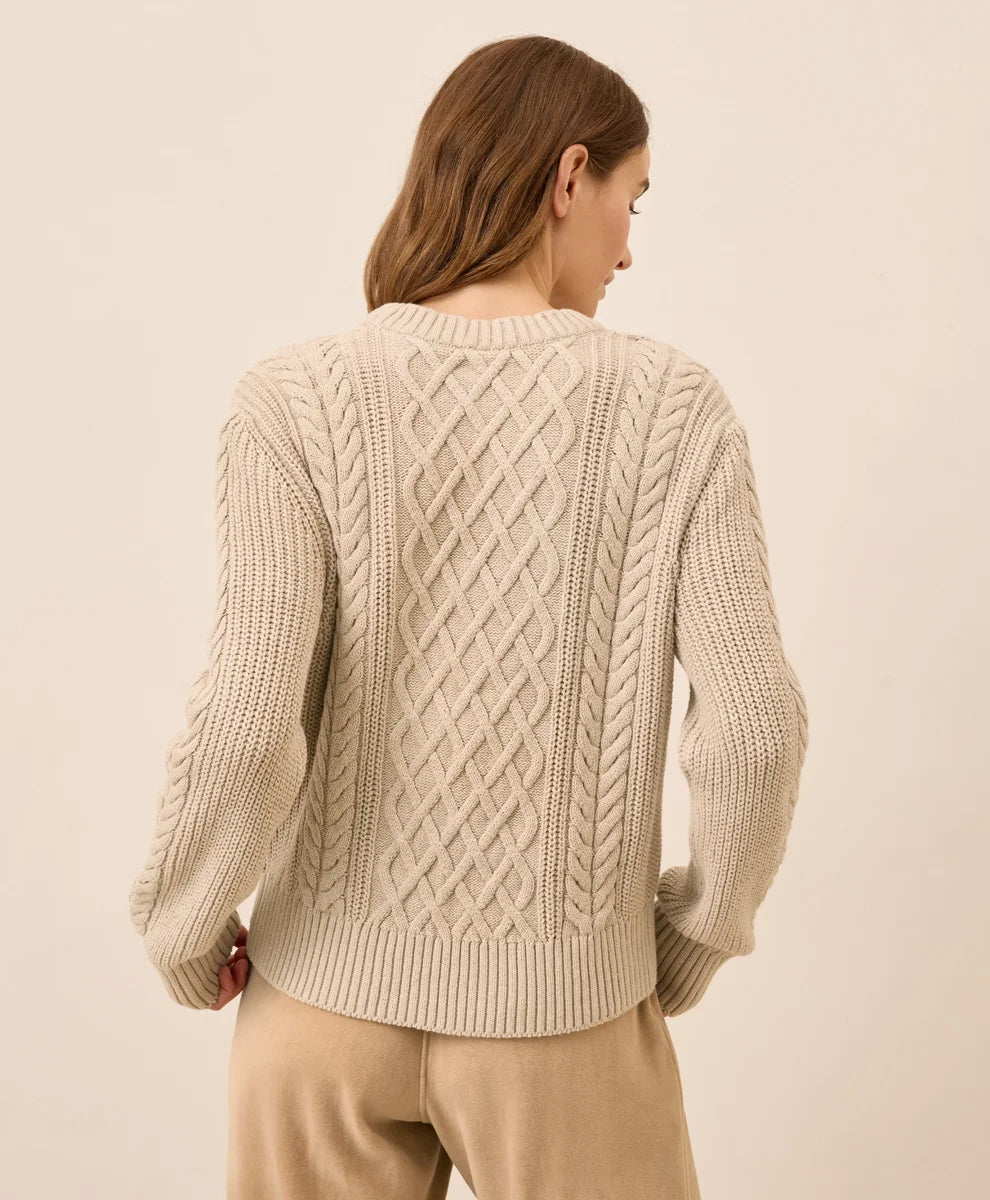 clearance luxe knit cable crew sweater