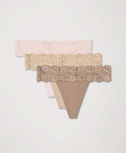 lace waist thong 3-pack