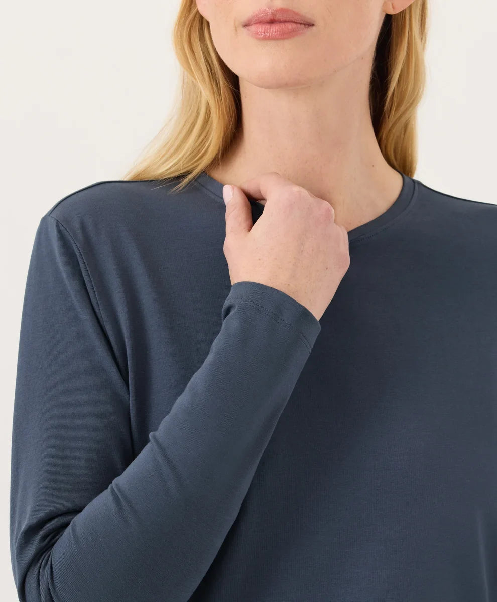 clearance luxe essential crewneck long sleeve tee