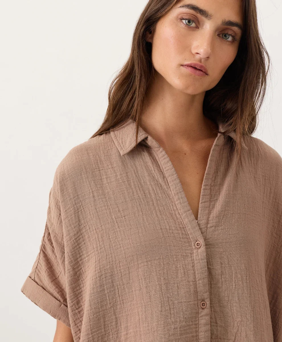 clearance coastal double gauze oversized shirt