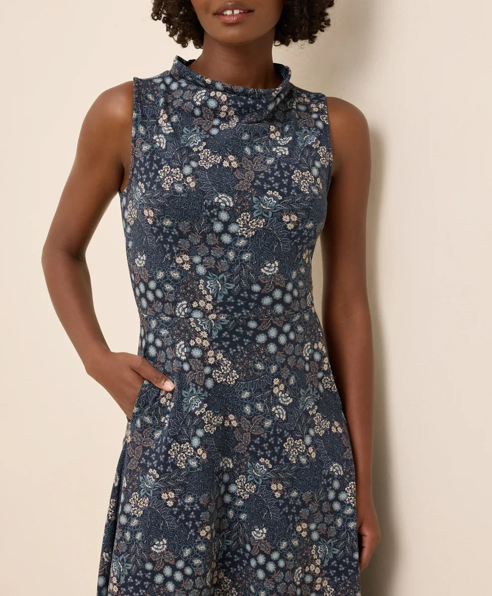 clearance fit & flare cowl neck dress