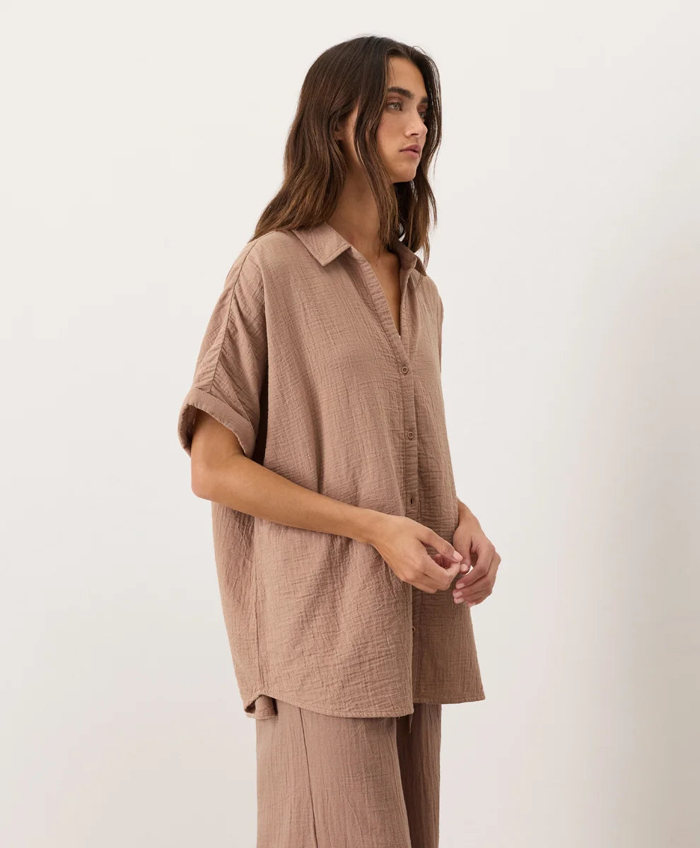 clearance coastal double gauze oversized shirt