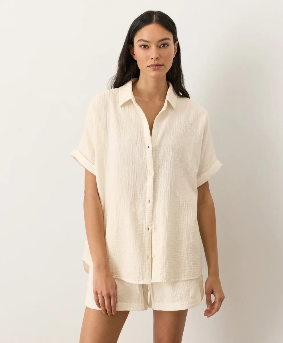 clearance coastal double gauze oversized shirt