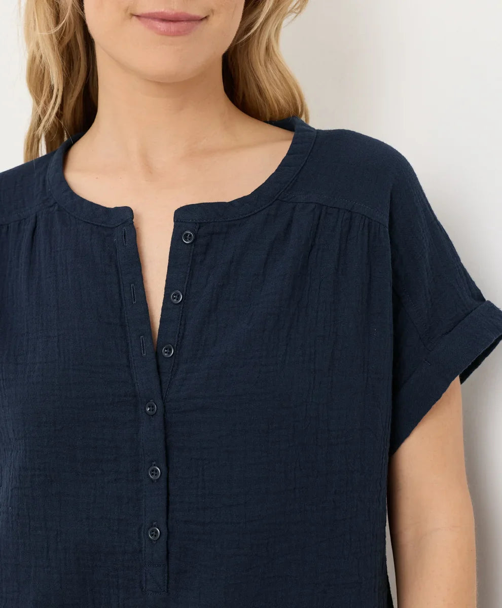 clearance coastal double gauze short sleeve popover