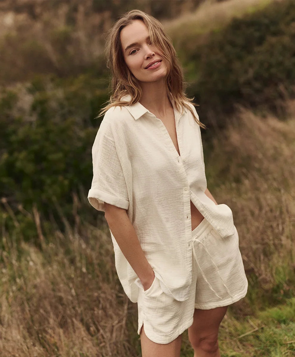 clearance coastal double gauze oversized shirt
