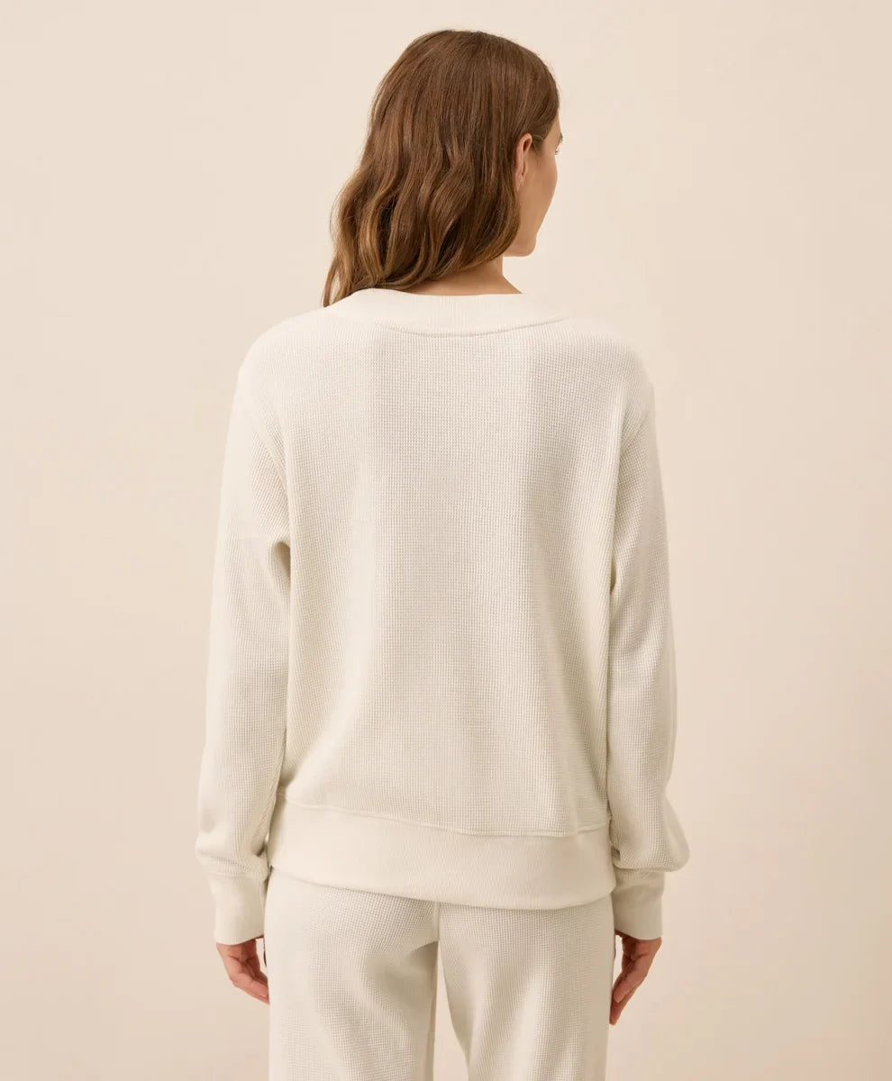 clearance thermal waffle henley pullover