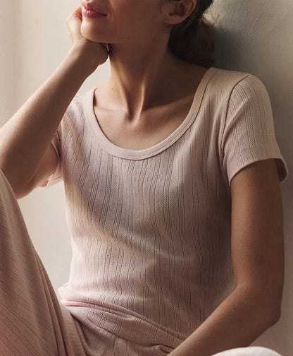 clearance pointelle scoop neck tee