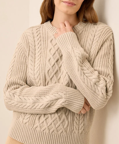 clearance luxe knit cable crew sweater