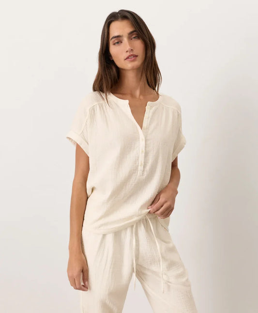 clearance coastal double gauze short sleeve popover