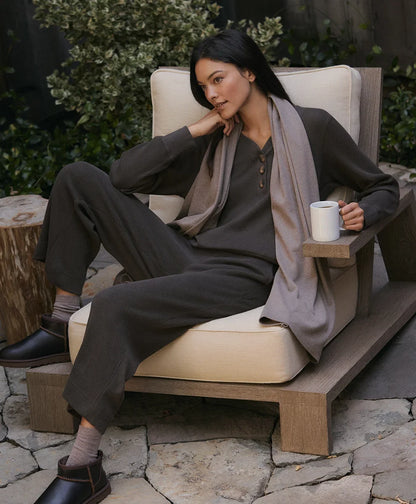 clearance thermal waffle henley pullover