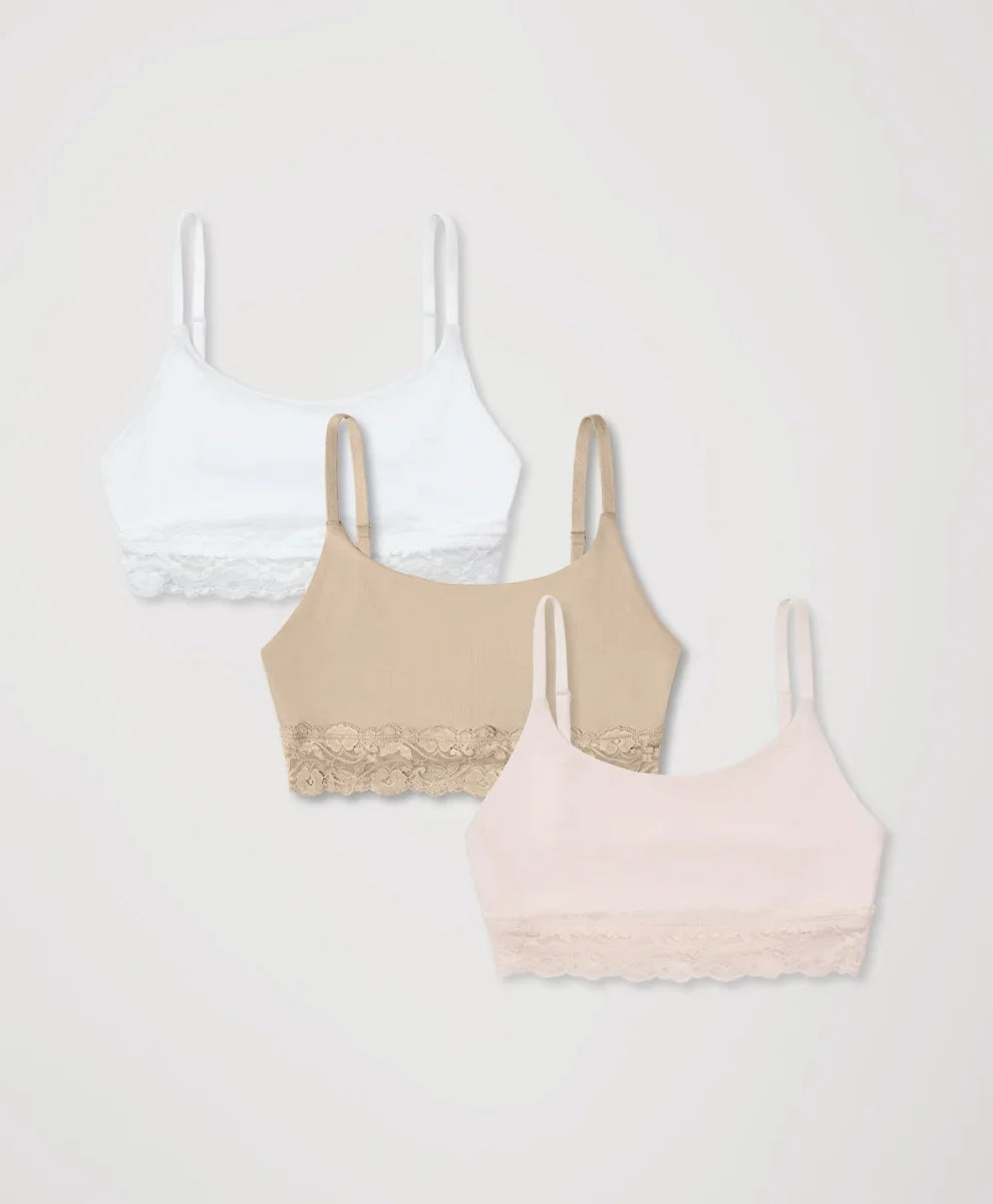 lace modern scoop bralette 3-pack