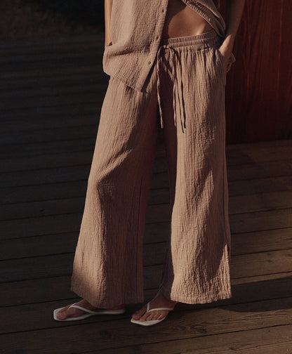 clearance coastal double gauze split hem pant