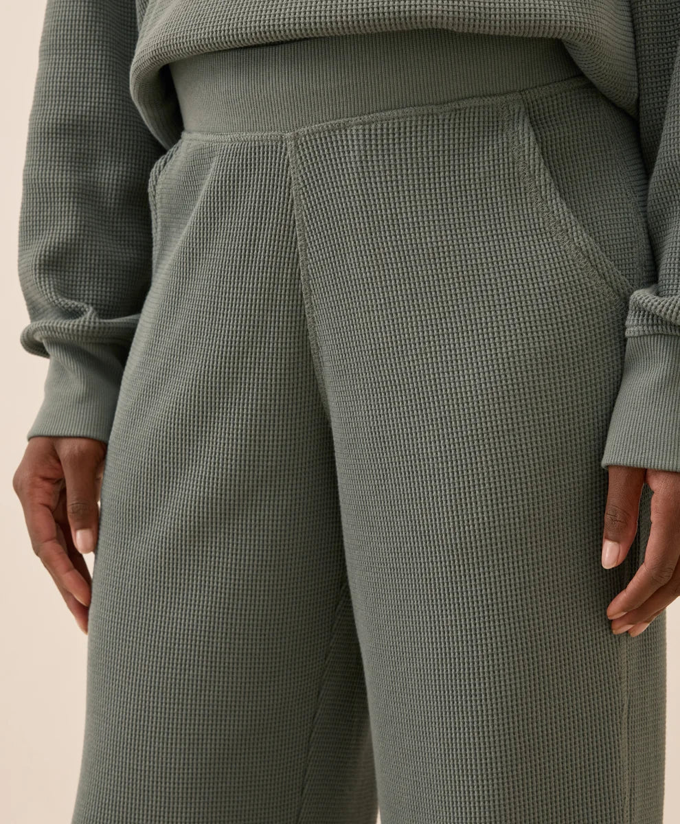 clearance thermal waffle wide leg pant