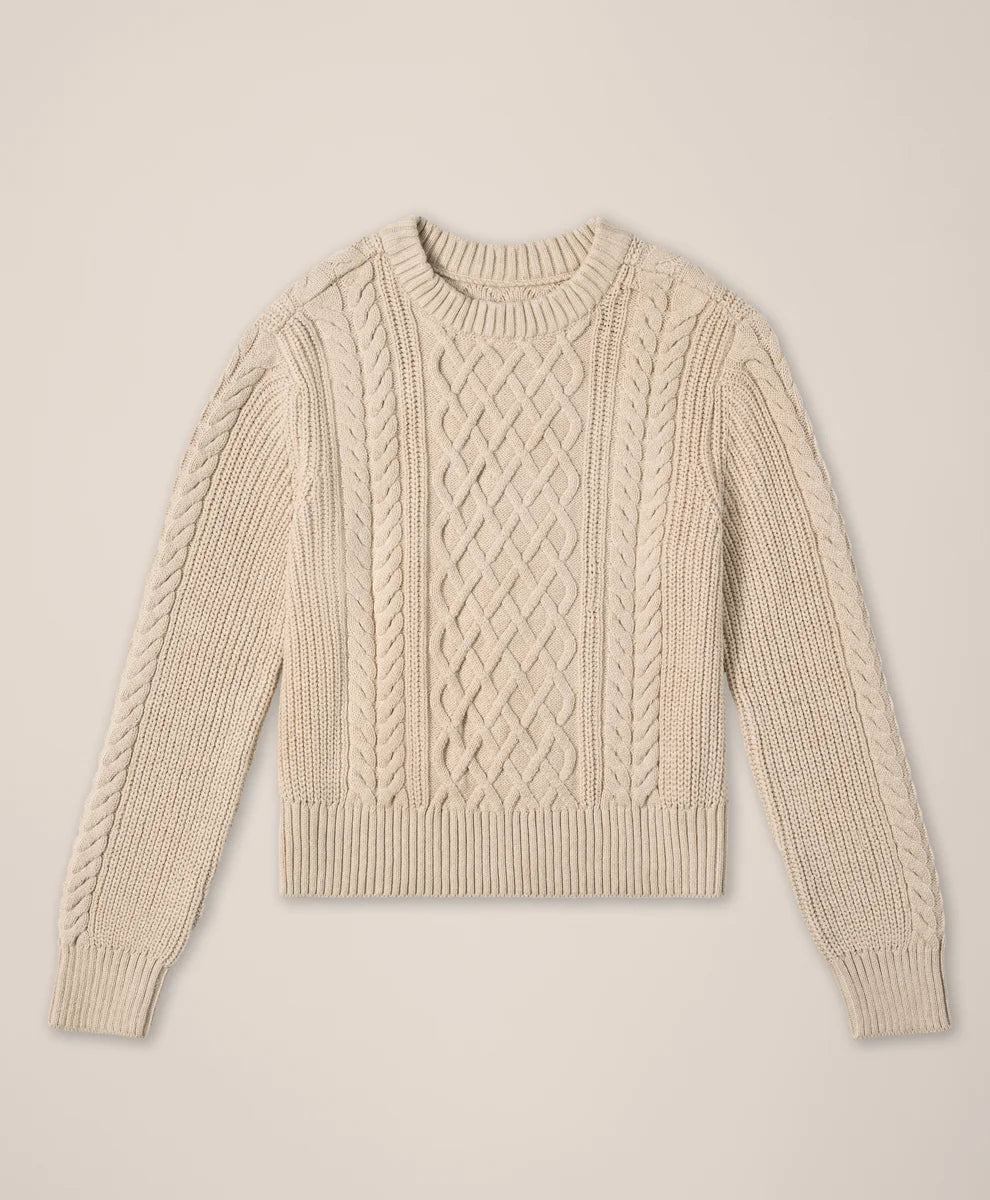 clearance luxe knit cable crew sweater