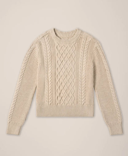 clearance luxe knit cable crew sweater