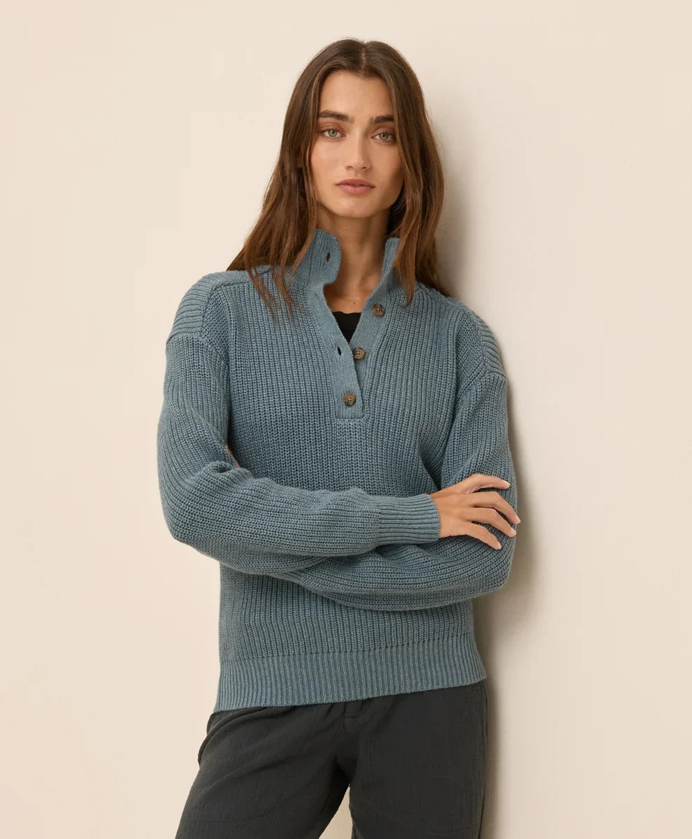 clearance luxe knit henley sweater