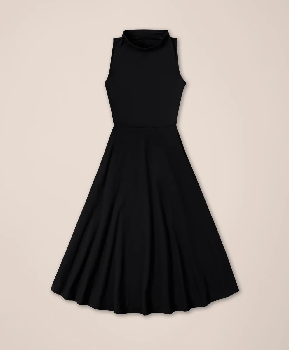 clearance fit & flare cowl neck dress