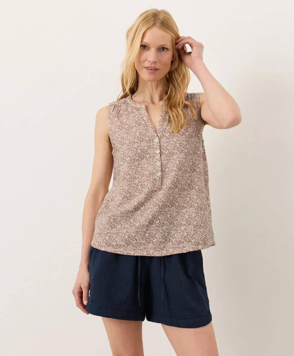 clearance coastal double gauze henley tank