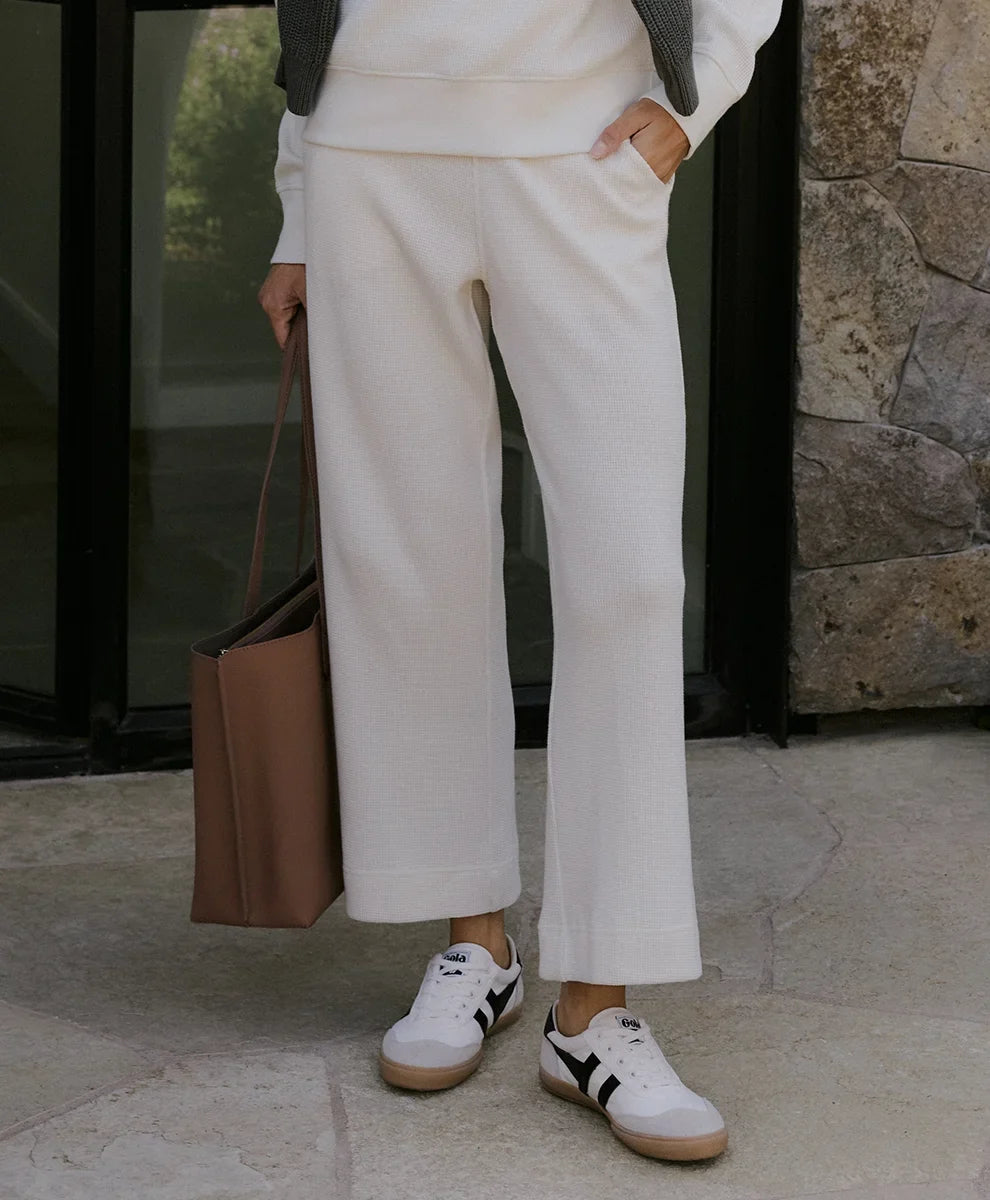 clearance thermal waffle wide leg pant