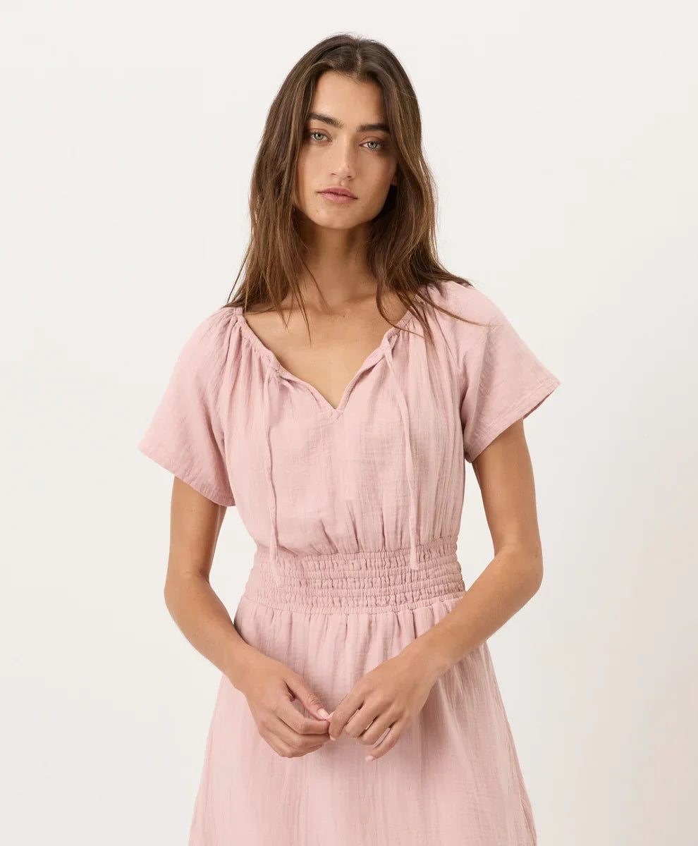 clearance coastal double gauze boho midi dress