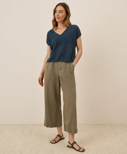 clearance canopy linen blend pleated trouser