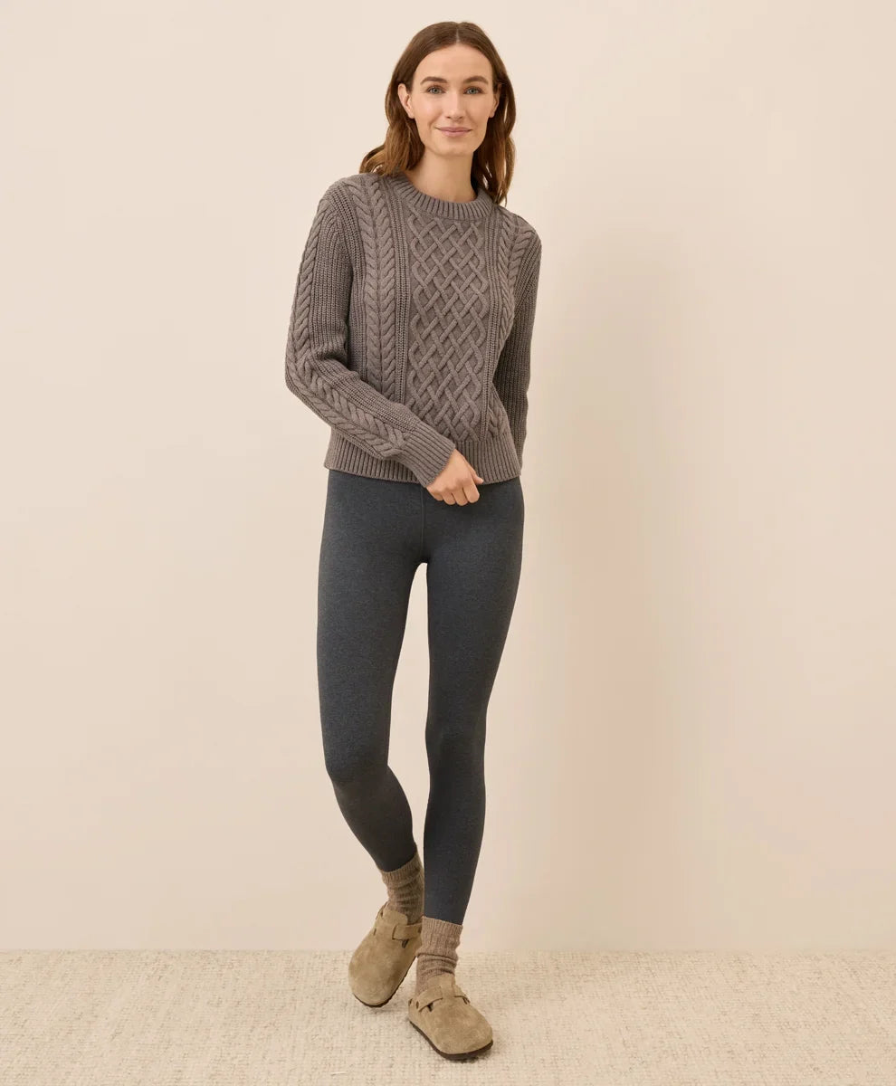 clearance luxe knit cable crew sweater